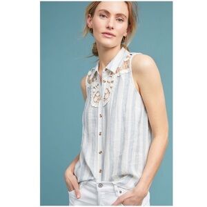 ANTHROPOLOGIE Eidinboro Sleeveless Linen Shirt NWT